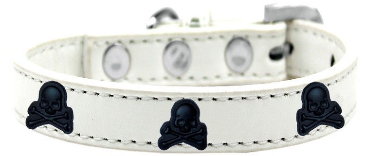 Skull Widget Dog Collar White Size 18